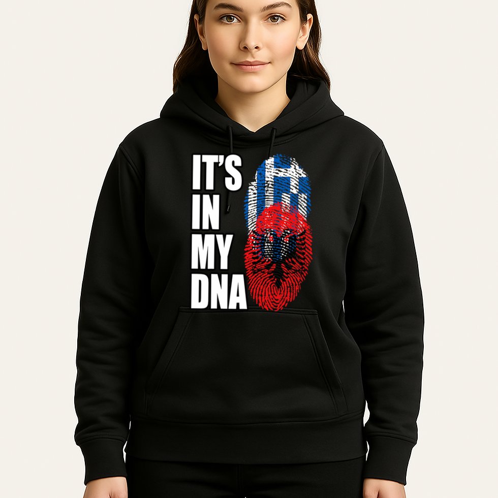 Albanian And Greek Mix Dna Flag Heritage Hoodie