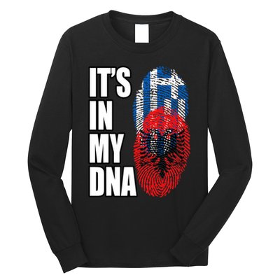 Albanian And Greek Mix Dna Flag Heritage Long Sleeve Shirt