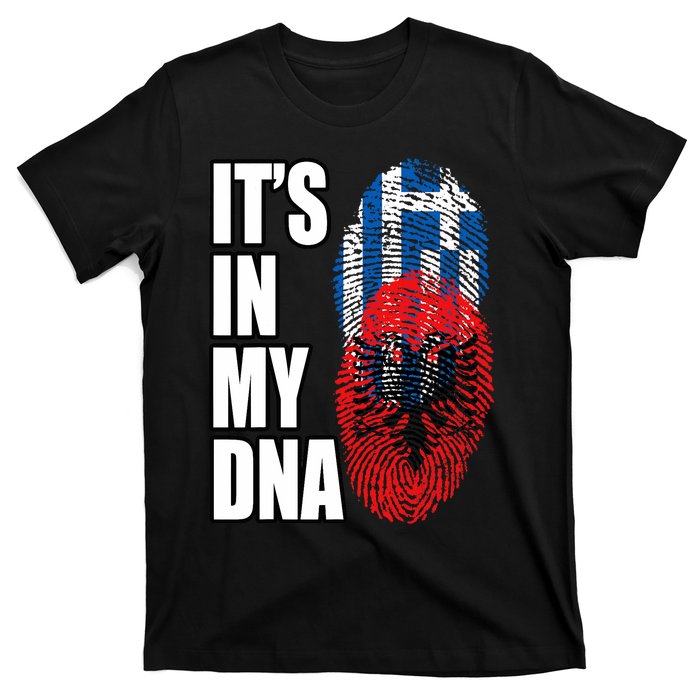 Albanian And Greek Mix Dna Flag Heritage T-Shirt