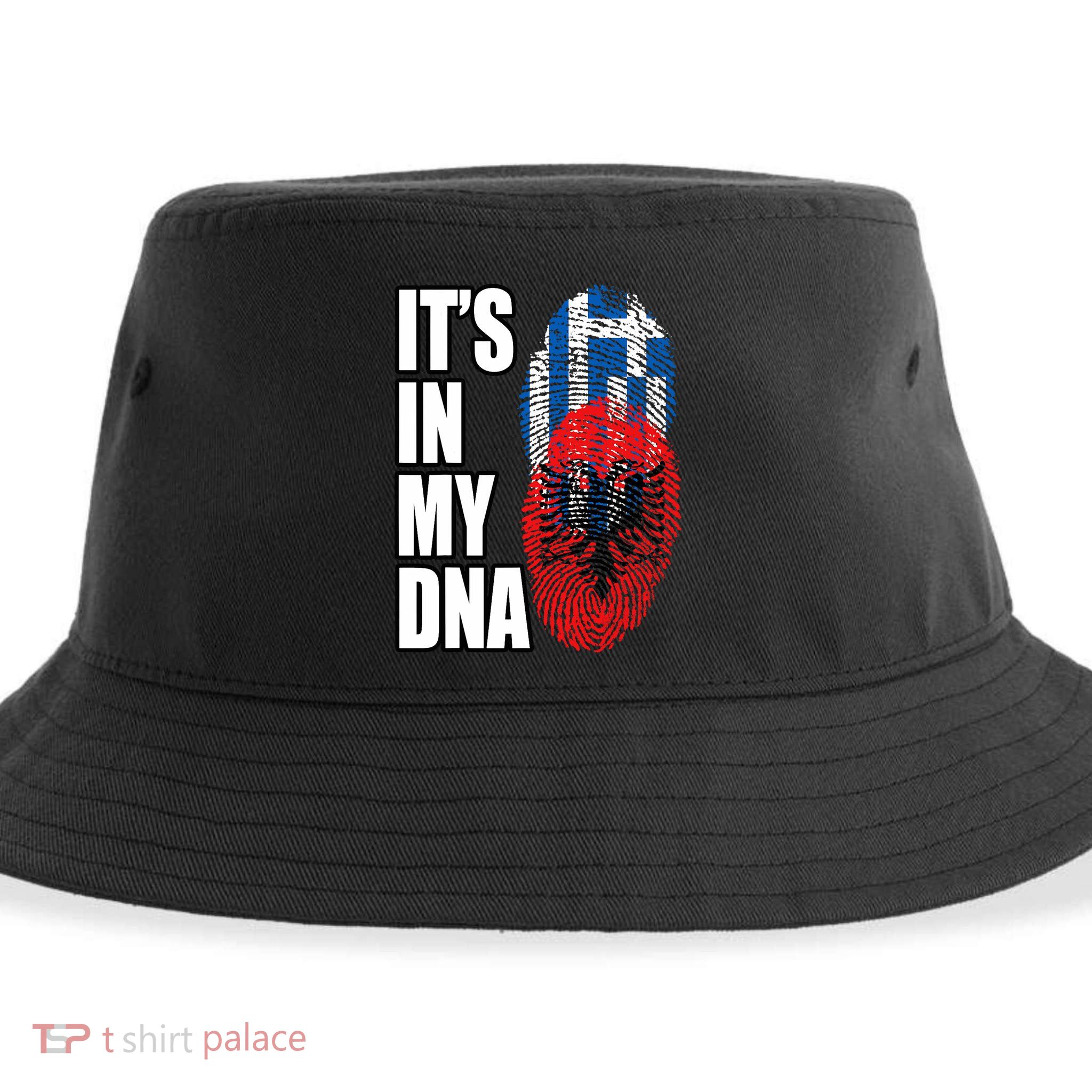 Albanian And Greek Mix Dna Flag Heritage Sustainable Bucket Hat