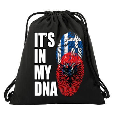 Albanian And Greek Mix Dna Flag Heritage Drawstring Bag