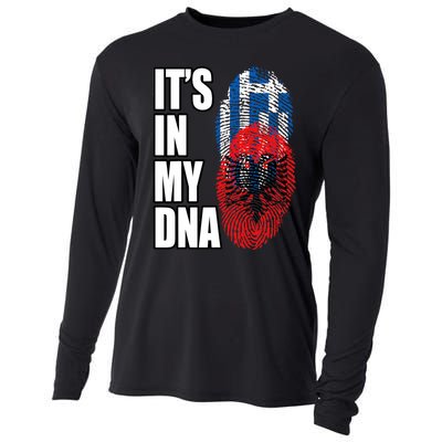 Albanian And Greek Mix Dna Flag Heritage Cooling Performance Long Sleeve Crew