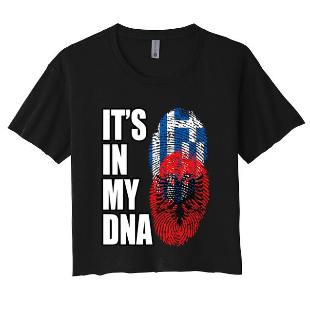 Albanian And Greek Mix Dna Flag Heritage Crop Top