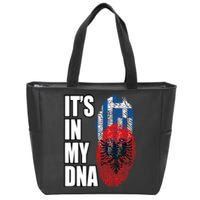 Albanian And Greek Mix Dna Flag Heritage Zip Tote Bag