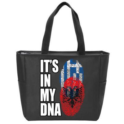 Albanian And Greek Mix Dna Flag Heritage Zip Tote Bag