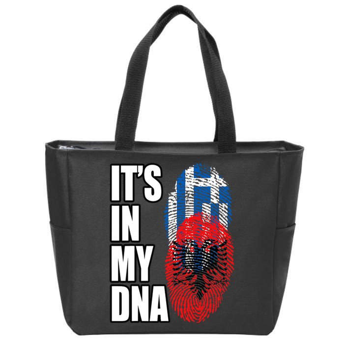 Albanian And Greek Mix Dna Flag Heritage Zip Tote Bag