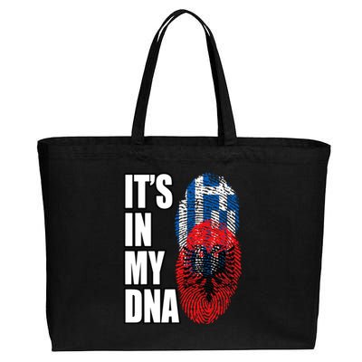 Albanian And Greek Mix Dna Flag Heritage Cotton Canvas Jumbo Tote