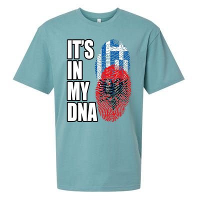 Albanian And Greek Mix Dna Flag Heritage Sueded Cloud Jersey T-Shirt