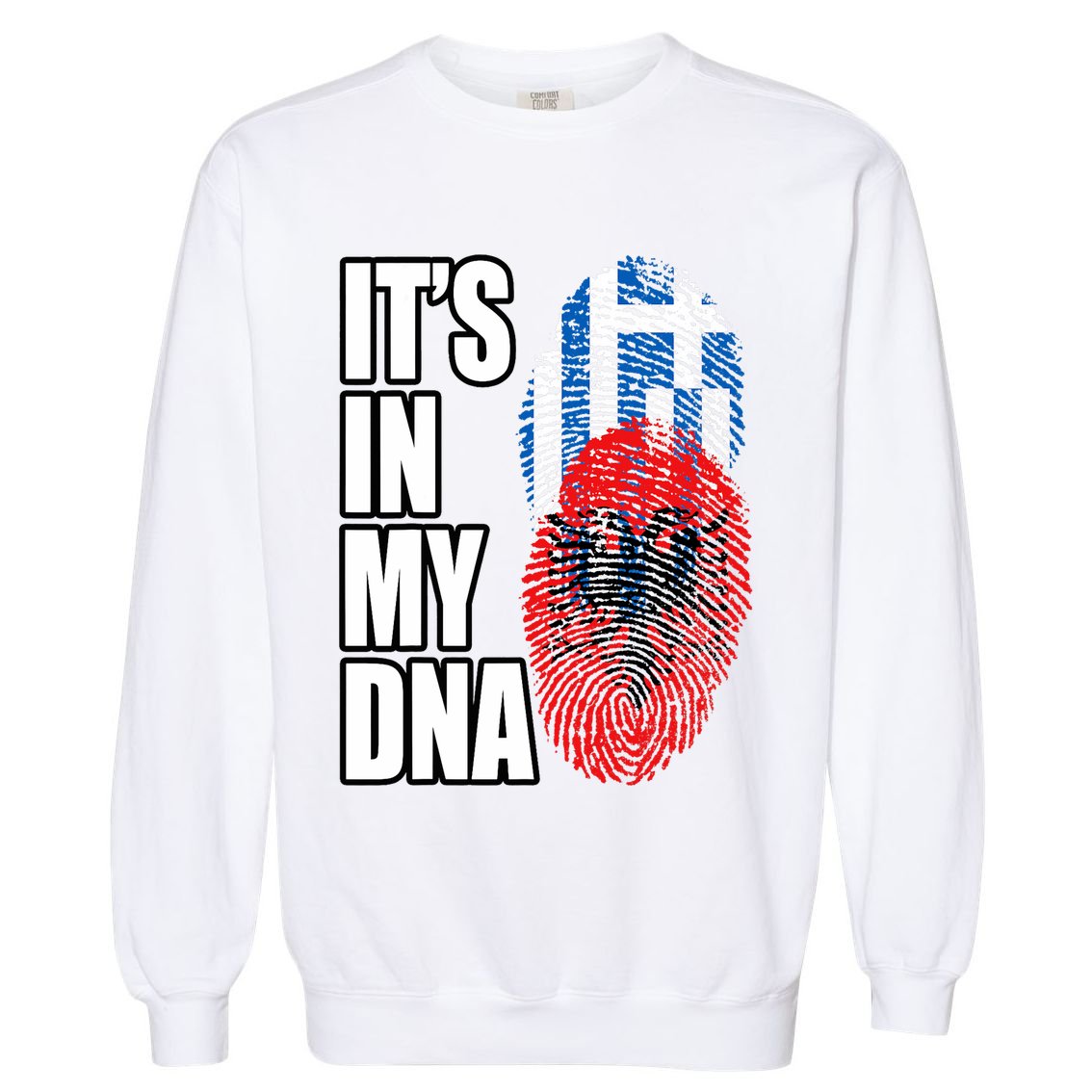 Albanian And Greek Mix Dna Flag Heritage Garment-Dyed Sweatshirt