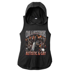 Autistic And Gay Funny Hard Skeleton Meme Graphic Bootleg Ladies PosiCharge Tri-Blend Wicking Draft Hoodie Tank