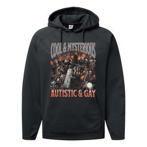 Autistic And Gay Funny Hard Skeleton Meme Graphic Bootleg Performance Fleece Hoodie