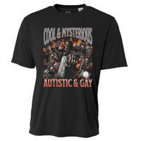 Autistic And Gay Funny Hard Skeleton Meme Graphic Bootleg Cooling Performance Crew T-Shirt