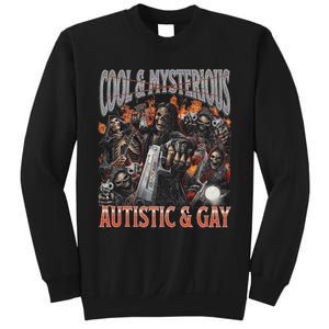 Autistic And Gay Funny Hard Skeleton Meme Graphic Bootleg Sweatshirt