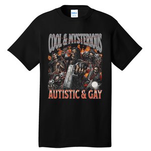 Autistic And Gay Funny Hard Skeleton Meme Graphic Bootleg Tall T-Shirt