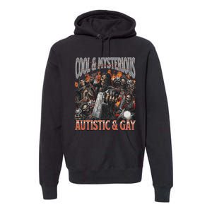 Autistic And Gay Funny Hard Skeleton Meme Graphic Bootleg Premium Hoodie