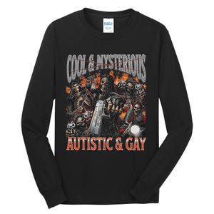 Autistic And Gay Funny Hard Skeleton Meme Graphic Bootleg Tall Long Sleeve T-Shirt