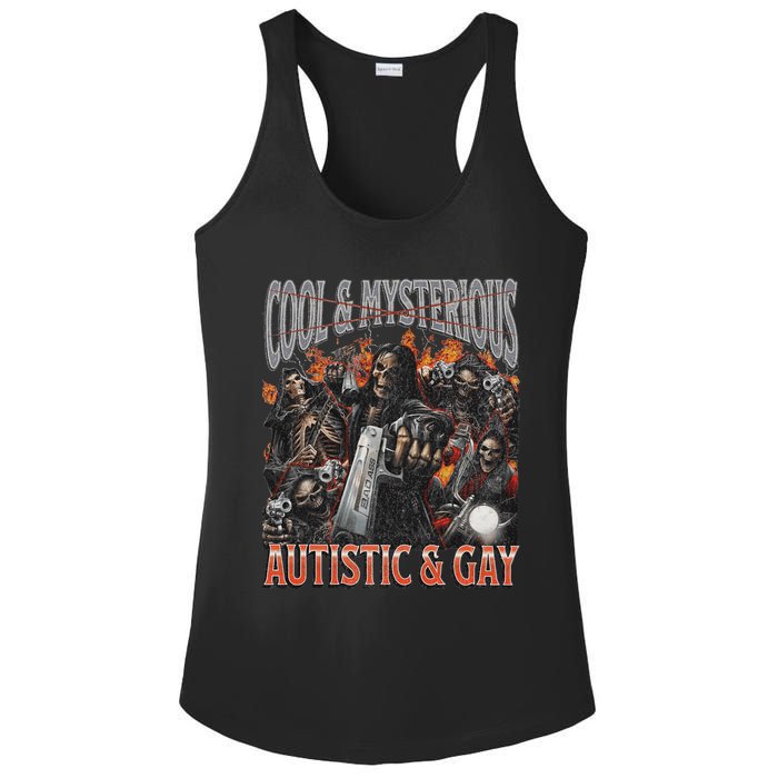 Autistic And Gay Funny Hard Skeleton Meme Graphic Bootleg Ladies PosiCharge Competitor Racerback Tank