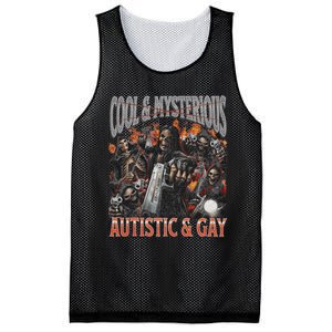 Autistic And Gay Funny Hard Skeleton Meme Graphic Bootleg Mesh Reversible Basketball Jersey Tank