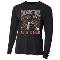 Autistic And Gay Funny Hard Skeleton Meme Graphic Bootleg Cooling Performance Long Sleeve Crew