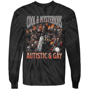 Autistic And Gay Funny Hard Skeleton Meme Graphic Bootleg Tie-Dye Long Sleeve Shirt