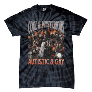 Autistic And Gay Funny Hard Skeleton Meme Graphic Bootleg Tie-Dye T-Shirt