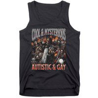 Autistic And Gay Funny Hard Skeleton Meme Graphic Bootleg Tank Top