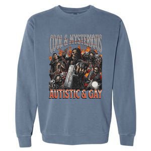 Autistic And Gay Funny Hard Skeleton Meme Graphic Bootleg Garment-Dyed Sweatshirt