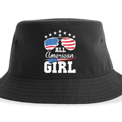 All American Girl 4th Of July Matching Family Sustainable Bucket Hat