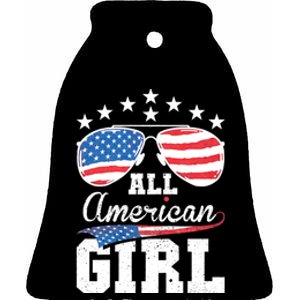 All American Girl 4th Of July Matching Family Ceramic Bell Ornament