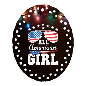 All American Girl 4th Of July Matching Family Ceramic Oval Ornament