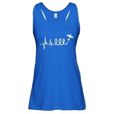 Aerobatic Airplane Heartbeat Ekg Funny Pilot Aviation Gift Ladies Essential Flowy Tank