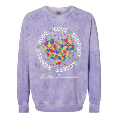 Autism Awareness Hope Love Support Accept Respect Colorblast Crewneck Sweatshirt