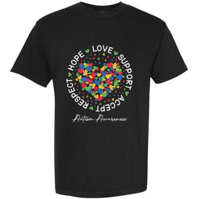 Autism Awareness Hope Love Support Accept Respect Garment-Dyed Heavyweight T-Shirt