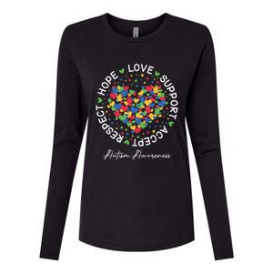 Autism Awareness Hope Love Support Accept Respect Womens Cotton Relaxed Long Sleeve T-Shirt