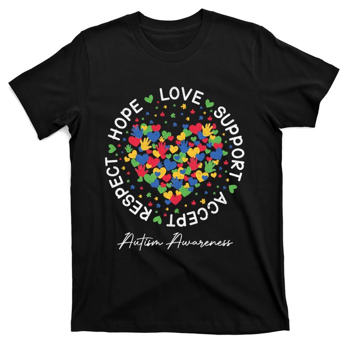 Autism Awareness Hope Love Support Accept Respect T-Shirt