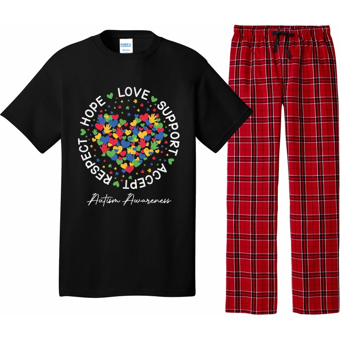 Autism Awareness Hope Love Support Accept Respect Pajama Set