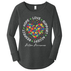 Autism Awareness Hope Love Support Accept Respect Women's Perfect Tri Tunic Long Sleeve Shirt