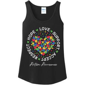 Autism Awareness Hope Love Support Accept Respect Ladies Essential Tank