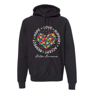 Autism Awareness Hope Love Support Accept Respect Premium Hoodie