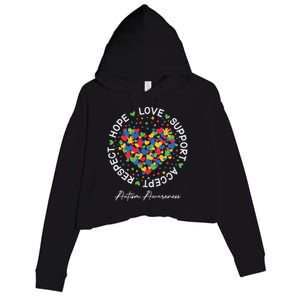 Autism Awareness Hope Love Support Accept Respect Crop Fleece Hoodie