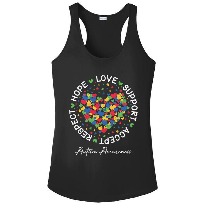 Autism Awareness Hope Love Support Accept Respect Ladies PosiCharge Competitor Racerback Tank