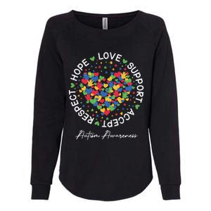 Autism Awareness Hope Love Support Accept Respect Womens California Wash Sweatshirt