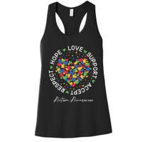 Autism Awareness Hope Love Support Accept Respect Women's Racerback Tank