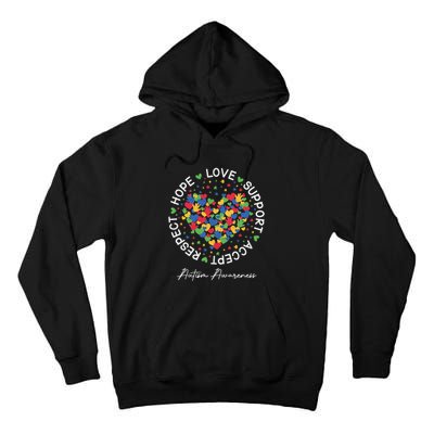 Autism Awareness Hope Love Support Accept Respect Tall Hoodie