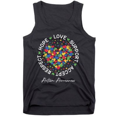 Autism Awareness Hope Love Support Accept Respect Tank Top