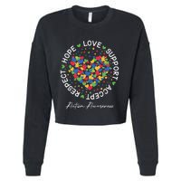 Autism Awareness Hope Love Support Accept Respect Cropped Pullover Crew