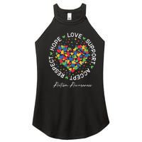 Autism Awareness Hope Love Support Accept Respect Women's Perfect Tri Rocker Tank