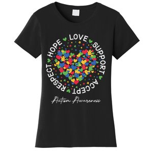 Autism Awareness Hope Love Support Accept Respect Women's T-Shirt