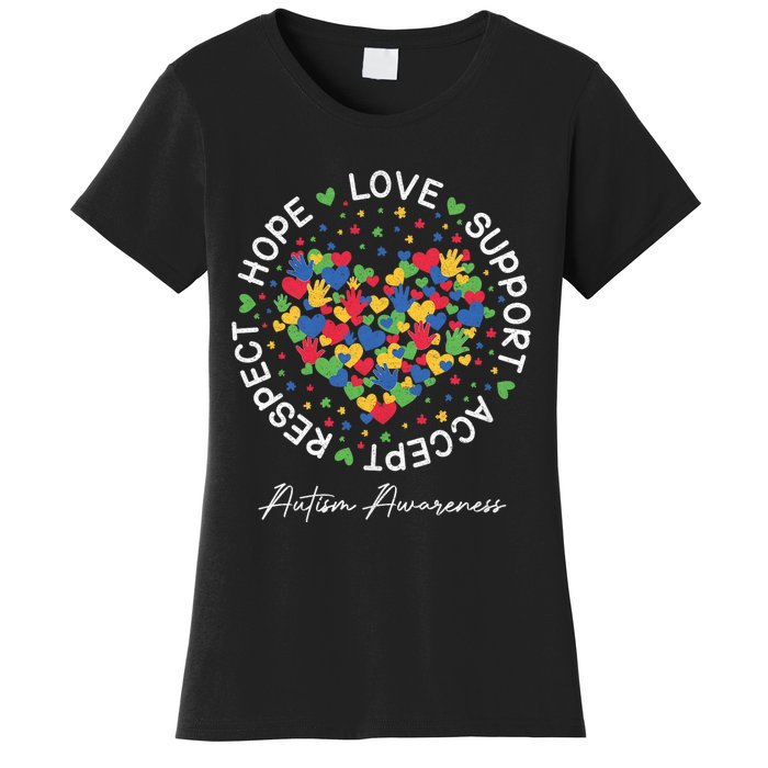 Autism Awareness Hope Love Support Accept Respect Women's T-Shirt