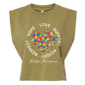 Autism Awareness Hope Love Support Accept Respect Garment-Dyed Women's Muscle Tee